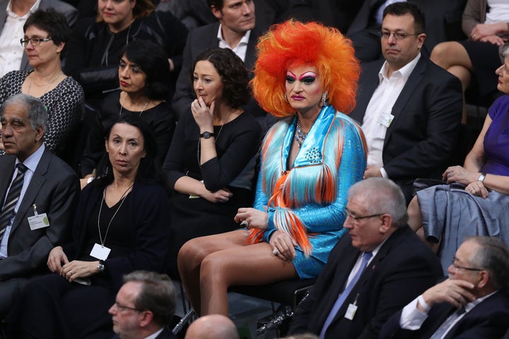 German drag queen Olivia Jones attends the election of the new president of Germany.