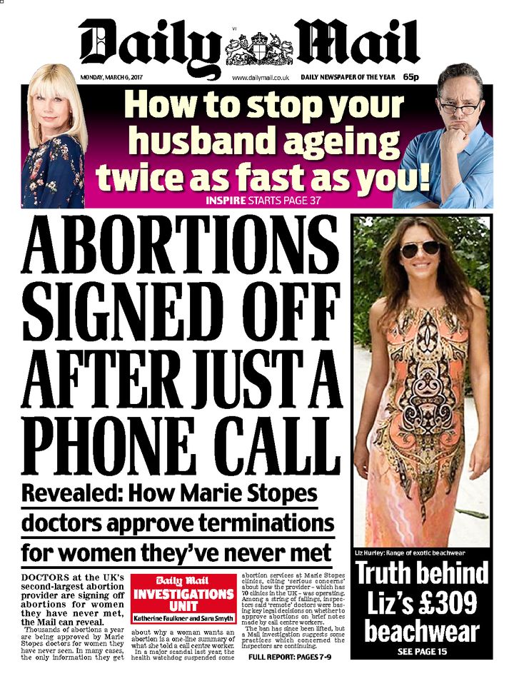 The Daily Mail ran this story about Marie Stopes abortion clinics earlier this month