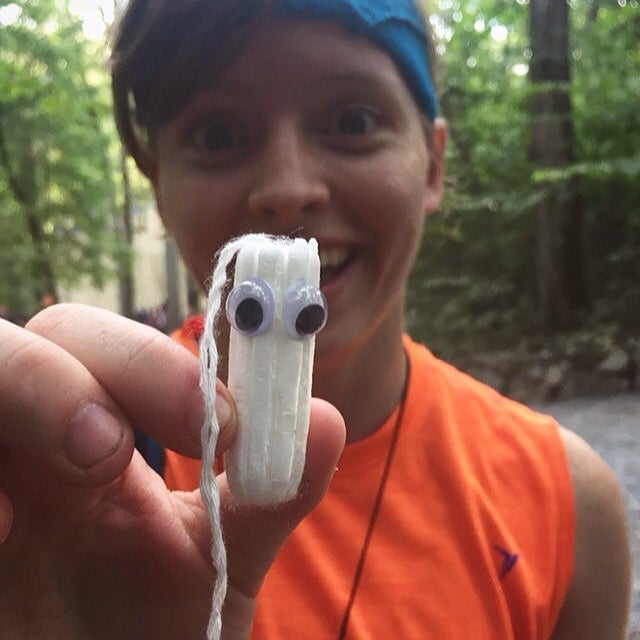 <strong>Cass with </strong><a rel="nofollow" href="https://www.instagram.com/tonithetampon/" target="_blank">“Toni the Tampon
