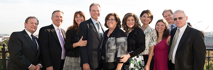 This final Samueli Institute photo shows the Samuelis, center, and Jonas in the right rear, with key staff.