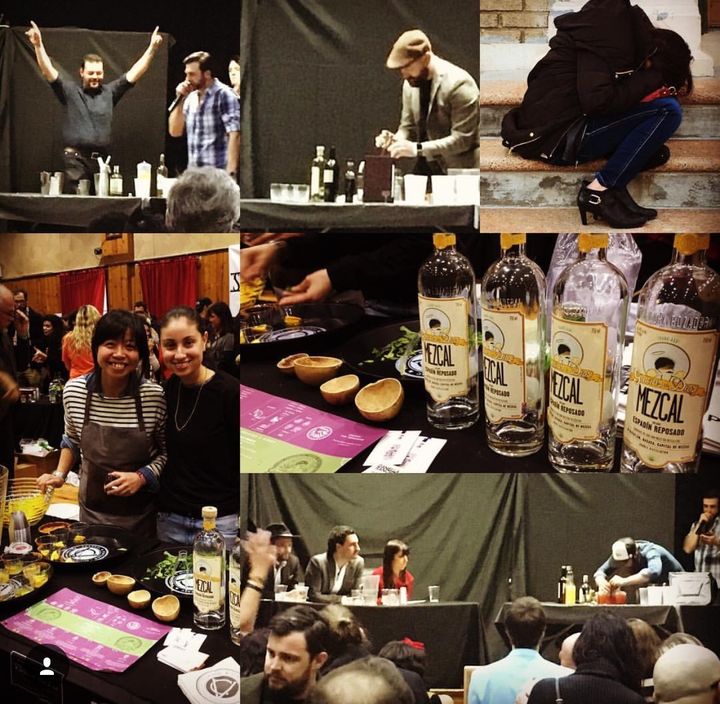 Top left, Zakarija finishes his cocktail, Paddy O’Brien of The Last Word, directly right of him preparing his award winning Mezcal cocktail