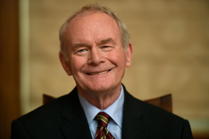 Sinn Fein's Martin McGuinness smiles during a news conference in January of this year.