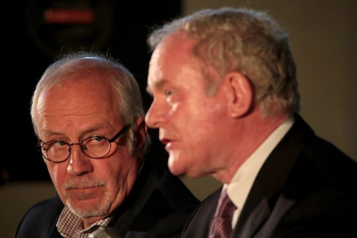 Colin Parry, chairman of the Tim Parry Johnathan Ball Foundation for Peace, with McGuinness in 2013