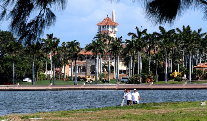 President Donald Trump's Mar-a-Lago estate in Palm Beach is seen from West Palm Beach, Florida.