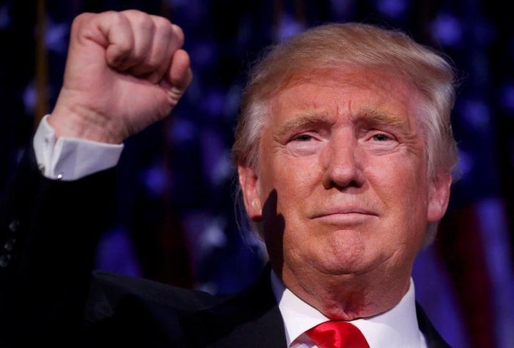 President-elect Donald Trump speaks at his election night rally in Manhattan, New York.