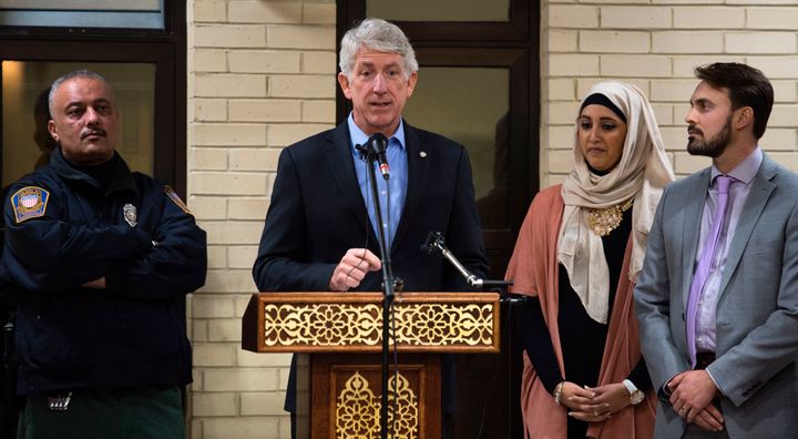 "I’m here to defend and protect the rights and civil liberties of all Virginians, including minority communities, no matter what you look like, what your background is," Virginia Attorney General Mark Herring told attendees at the Dar al-Hijrah Islamic Center on March 17.