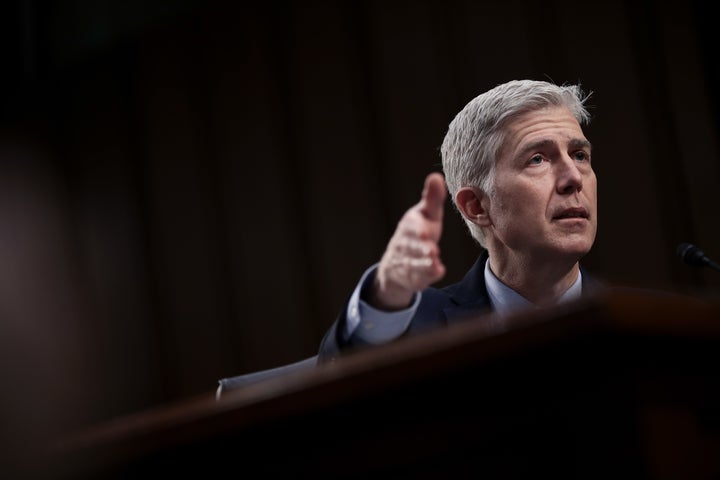 Judge Neil Gorsuch testifies on Tuesday, the second day of his Supreme Court confirmation hearing before the Senate Judiciary