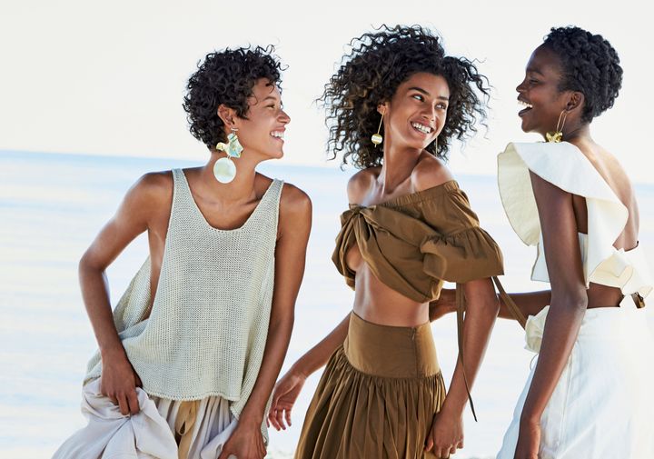 L to R: models Dilone, Imaan Hammam and Aamito Lagum 