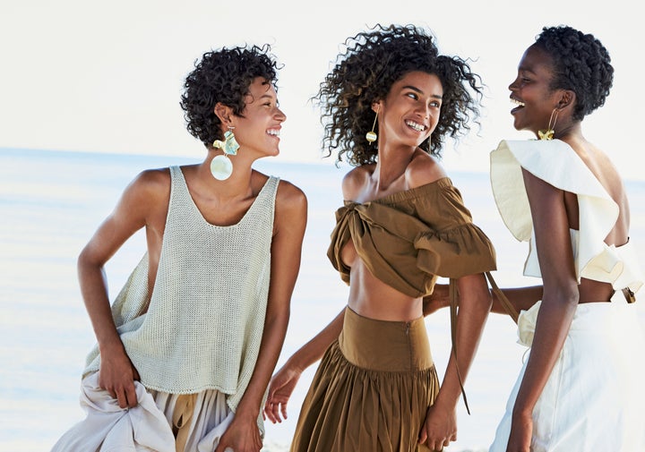 L to R: models Dilone, Imaan Hammam and Aamito Lagum