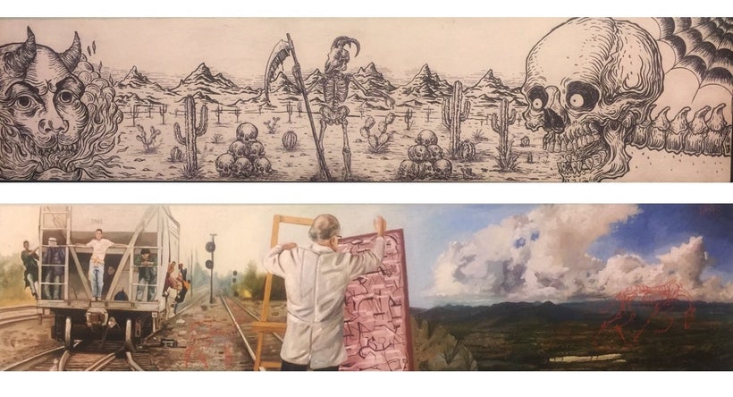 <em>“MONTARLaBestia”</em> at USC Fisher Museum of Art.
Top: Carlos Zamora | Bottom: Diego Rodarte