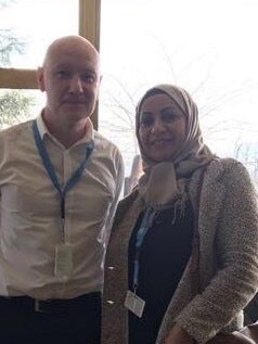 <p>With Al-Saegh at the United Nations in Geneva last week.</p>