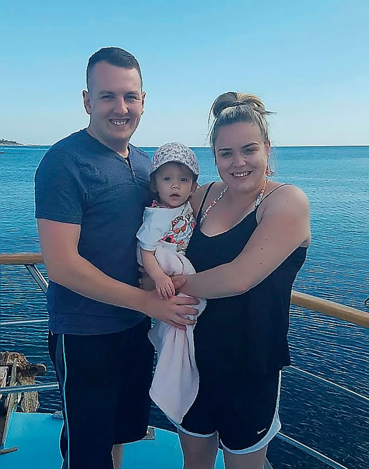 Siobhan Prescott with her partner Simon Smith and their daughter Harper 