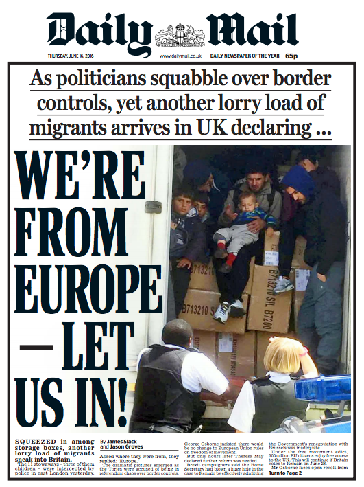 The Daily Mail's front page misreported the words of migrants found in a lorry last June