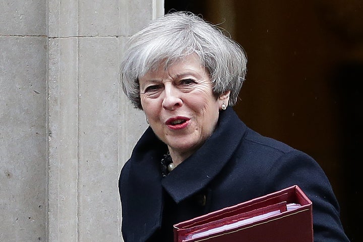 Theresa May leaves Downing Street earlier on Wednesday, her current location is unknown