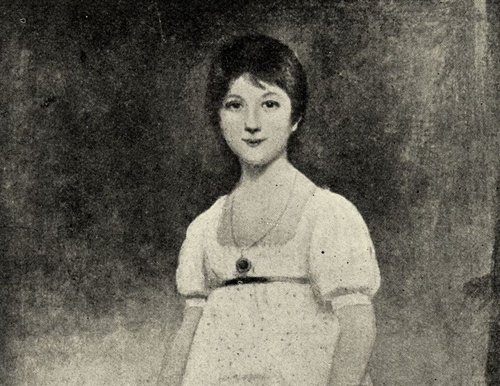 A portrait of a young -- and apparently prank-filled -- Jane Austen, from a painting by Johann Zoffany.