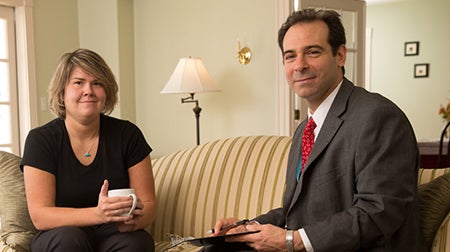 <p>Rocco A. Iannucci, MD, (right) at Fernside, a McLean Hospital Signature Recovery Program</p>