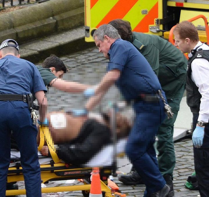 The suspected attacker receiving treatment at the Houses of Parliament