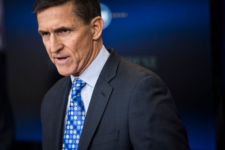 Michael Flynn, who at the time was the national security adviser, speaks during a daily news briefing at the White House on Feb. 1. The House Oversight & Government Reform Committee has asked for the Trump administration to turn over information pertaining to Flynn having received payments from foreign sources. 