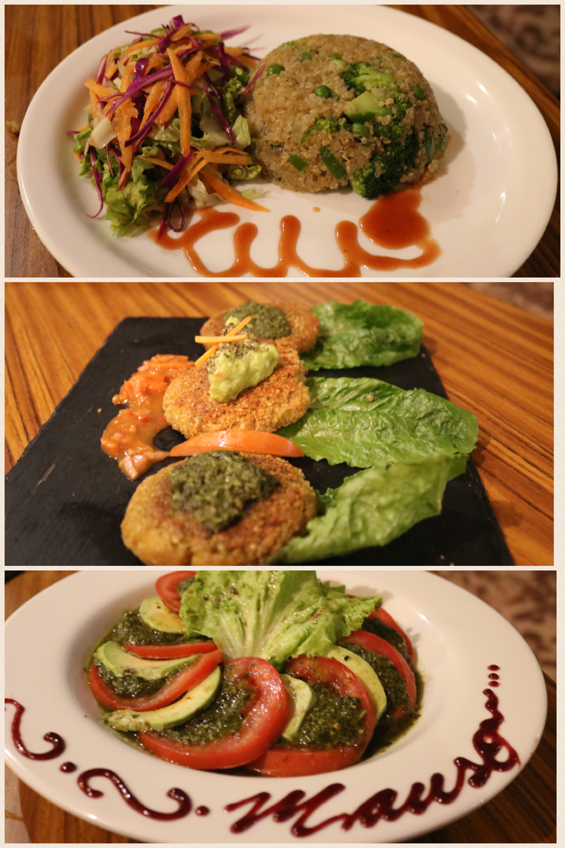 Broccoli Quinto, Inca Platter, Vegan Tower Salad