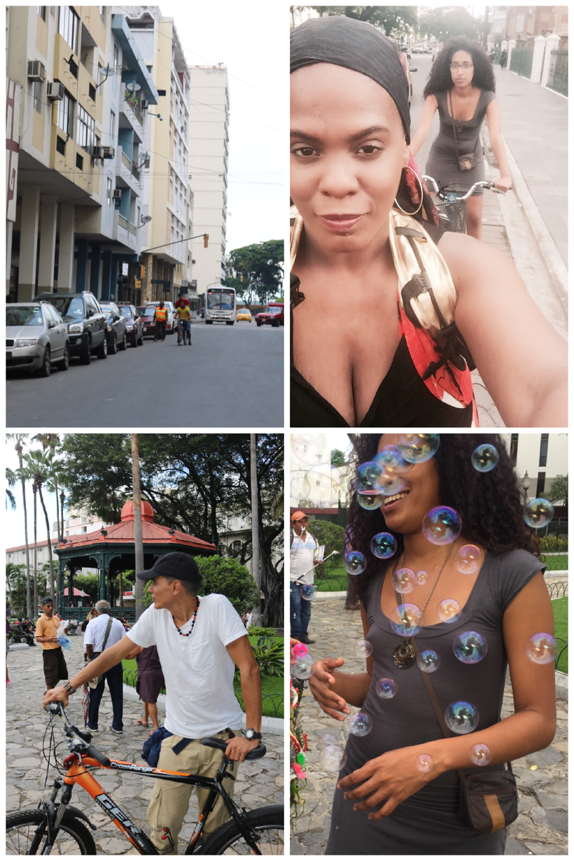 Riding through Guayaquil with new friends