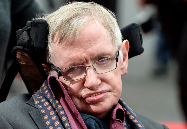 Stephen Hawking attends "Interstellar Live" at Royal Albert Hall on March 30, 2015, in London.