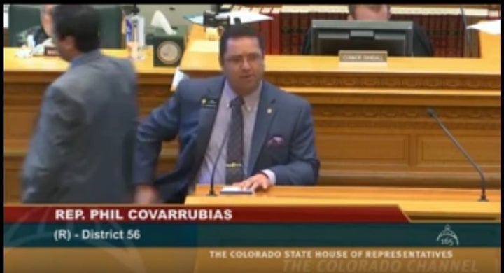 Republican Rep. Phil Covarrubias attempting to justify incarceration of Japanese Americans while explaining his opposition to House Bill 17-1230