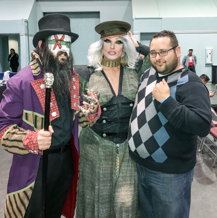 “The Cold One” AC and “The Voice” Donovan Troi flank Pollo Del Mar at a recent Wrestling For Charity event at the Evolution Sports Expo in Santa Clara, CA.