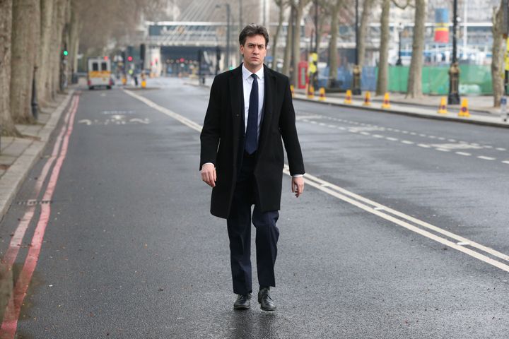 Former Labour party leader Ed Miliband walks along Victoria Embankment towards Parliament