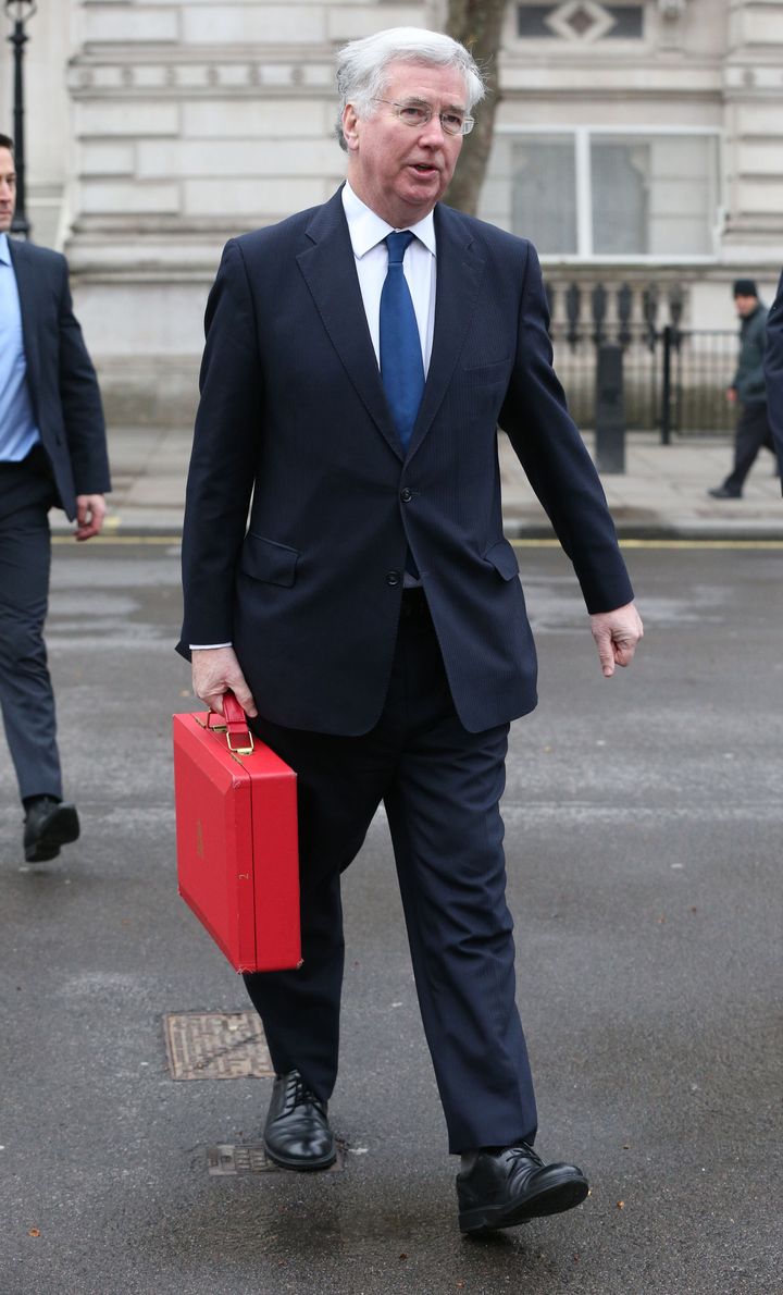 Defence Secretary Sir Michael Fallon leaves Downing Street on Thursday morning