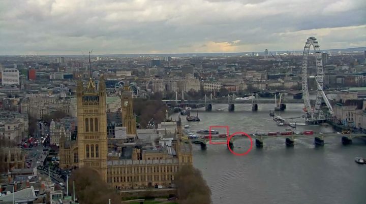 Woman falls from Westminster Bridge as suspect ploughs through pedestrians in London.