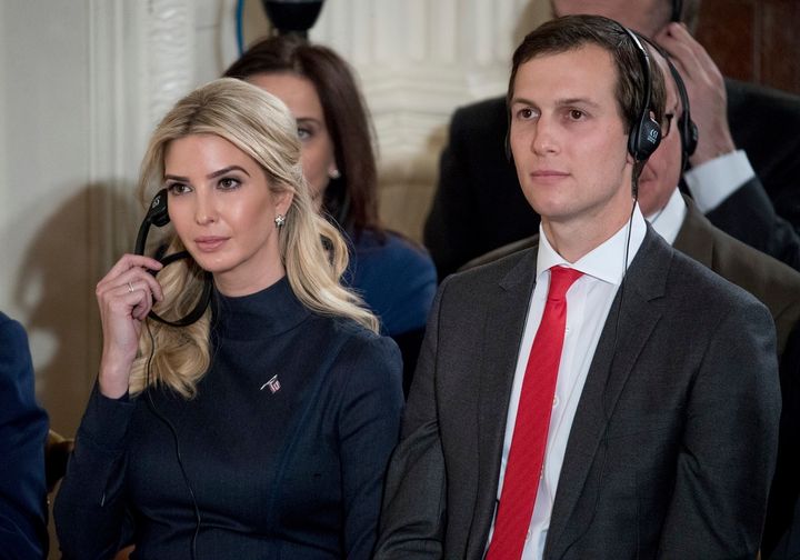  Ivanka Trump, who now has a West Wing office, and husband Jared Kushner, senior adviser to President Trump, at a press conference with Trump and German Chancellor Angela Merkel last week. Kushner has filed a partial disclosure of his holdings, but no other such disclosures by White House officials have been released. 