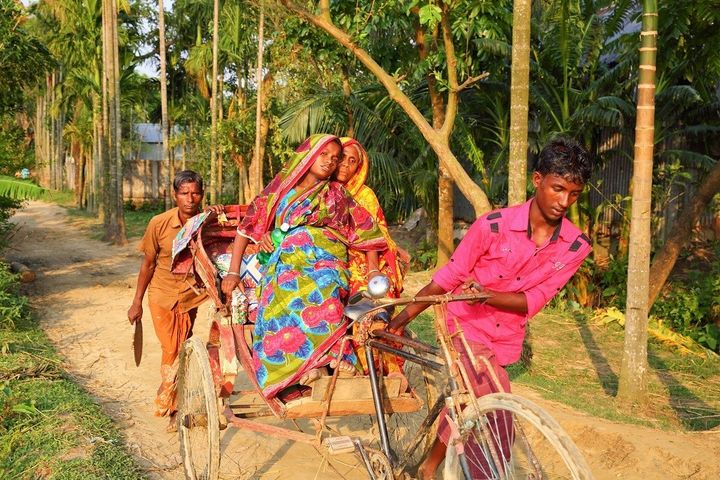 <p>An expectant mother from a remote village in Bangladesh travels to the nearest Union Health and Family Welfare Center to deliver her baby.</p>
