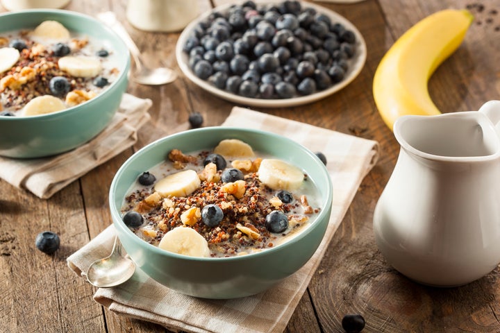 Organic Breakfast Quinoa with Nuts Milk and Berries bhofack2 via Getty Images