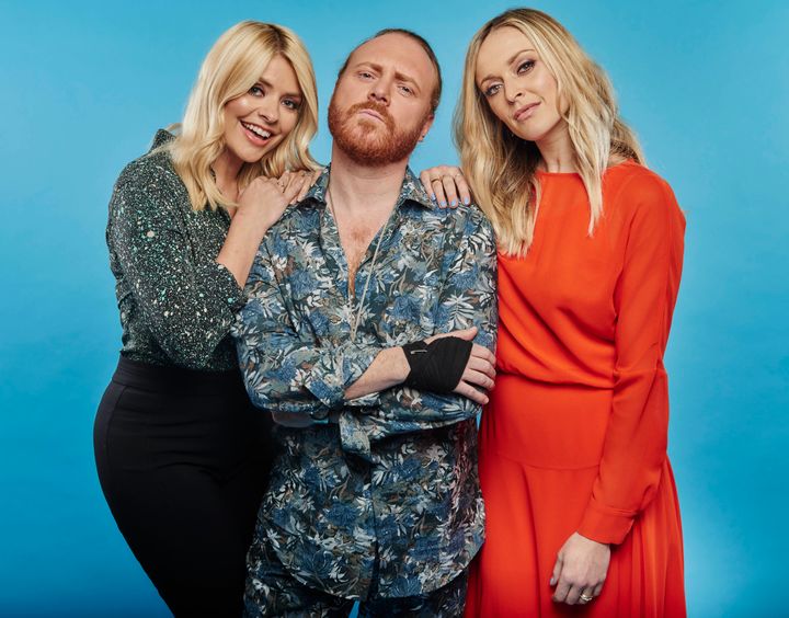 Keith with his 'Celebrity Juice' co-stars Holly Willoughby and Fearne Cotton