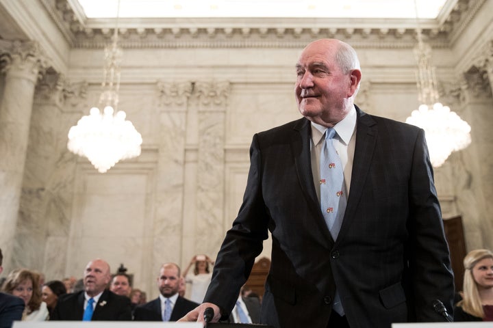 Sonny Perdue arrives for his confirmation hearing before the Senate Committee on Agriculture, Nutrition, and Forestry on Thur