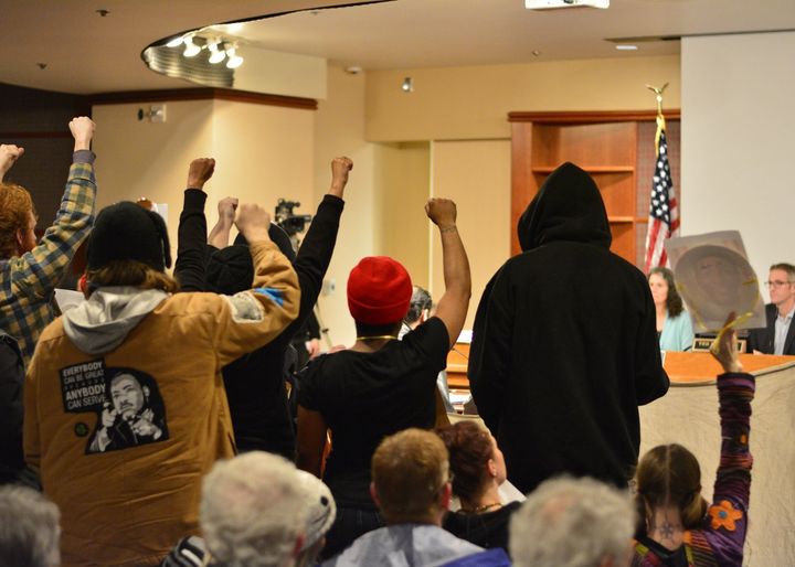 Don’t Shoot Portland activists at Portland City Council Meeting for Quanice Hayes