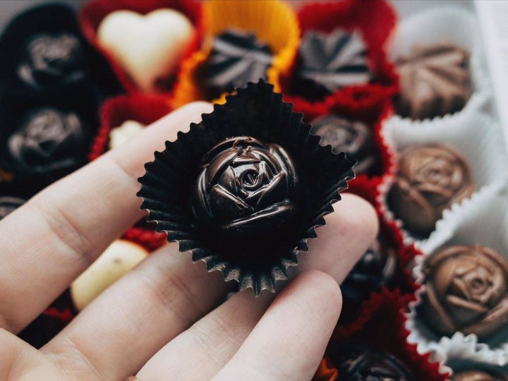 <p>The damascus rose chocolate from Peace by Chocolate.</p>