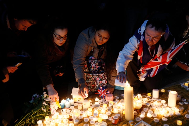 Mourners gathered in Trafalgar Square Thursday to honor the victims of the devastating terror attack. 