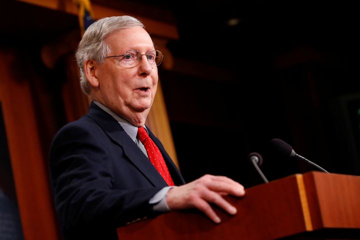 Senate Majority Leader Mitch McConnell speaks with the media at the U.S. Capitol in Washington, U.S., February 17, 2017. (REUTERS/Aaron P. Bernstein)