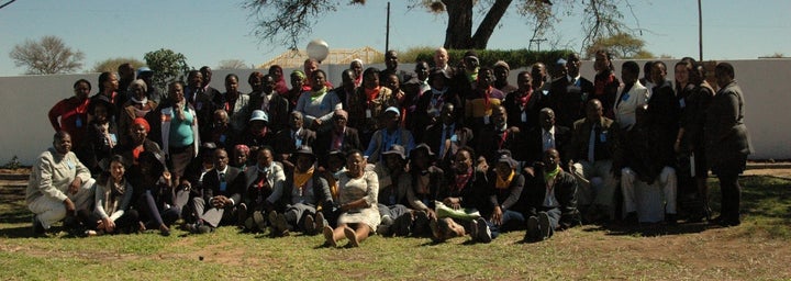 Members of the Community Improvement Teams from across the Mahalapye Sub-District meet for their first joint learning session.