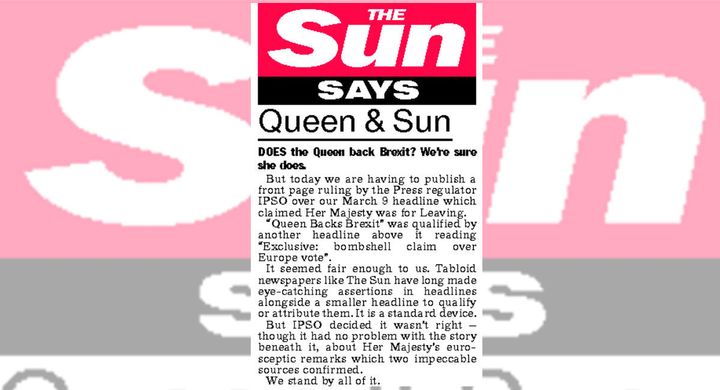 <strong>The Sun's editorial which ran in the same edition as the printed adjudication</strong>