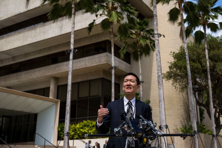 Hawaii State Attorney General Douglas Chin speaks at a press conference in front of the Prince Jonah Kuhio Federal Building and US District Courthouse on March 15, 2017 in Honolulu, Hawaii. Attorneys for the state of Hawaii filed a lawsuit to stop President Donald Trump's revised travel ban.