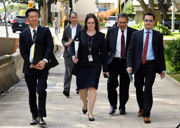 Chin arrives at the U.S. District Court Ninth Circuit to present his arguments after filing an amended lawsuit against President Donald Trump's new travel ban in Honolulu, Hawaii, March 15, 2017.