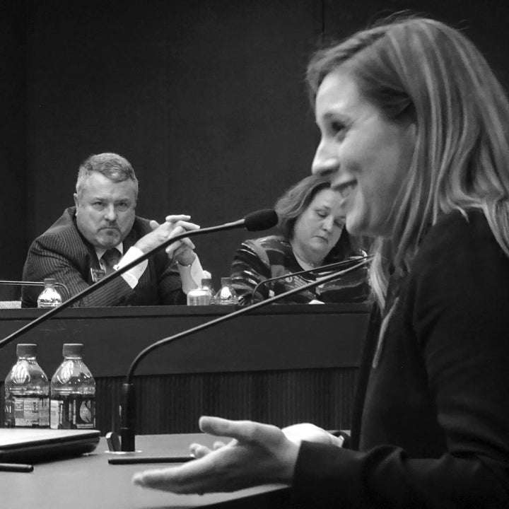 HB 51 sponsor Rep. Earl Ehrhart listens to Grace Starling testify against the bill. March 21, 2017.