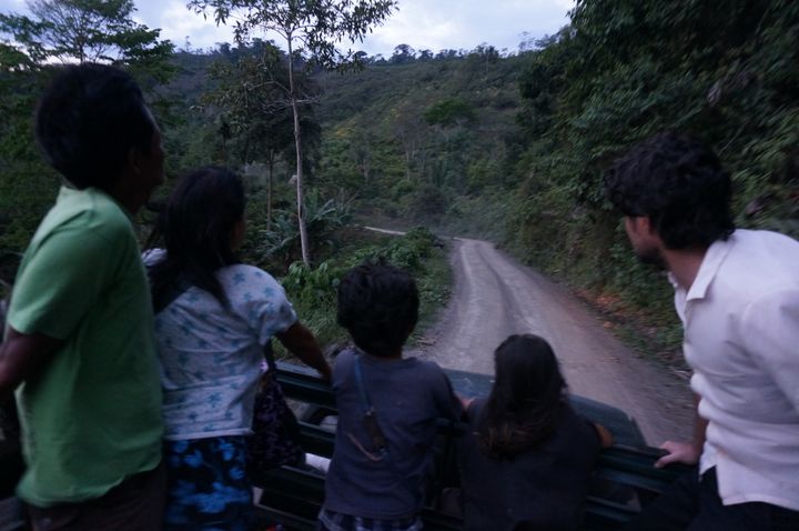 Driving through the coca plantations.