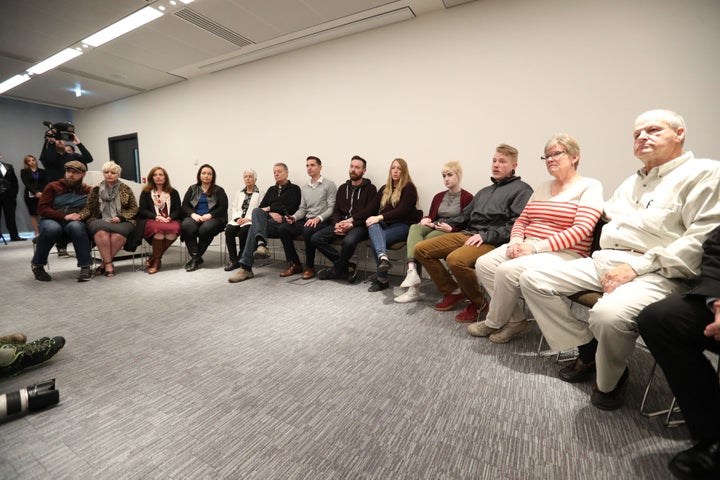 Family members of US tourist Kurt Cochran, who died in the Westminster terrorist attack, and his wife Melissa, who was injured, attend a press conference at New Scotland Yard in London.