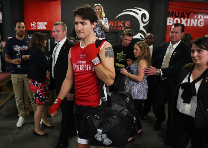Canada's Prime Minister Justin Trudeau prepares to train at Gleason's Boxing Gym in Brooklyn, New York, U.S., April 21, 2016.