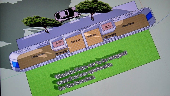 Moore's computer rendering of the Metro car apartments.