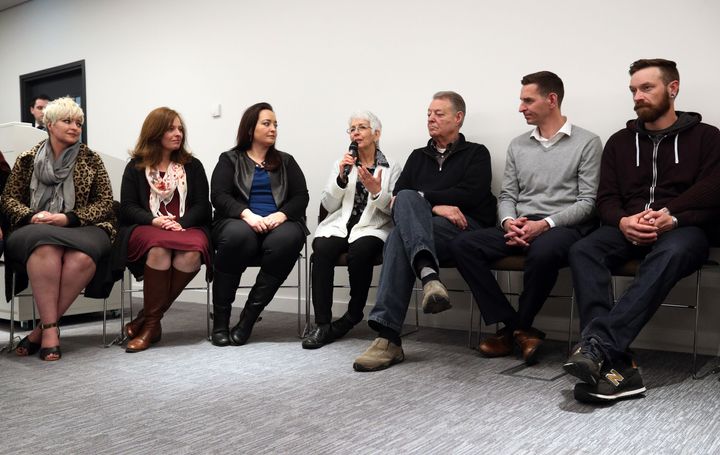 The family of Mellissa Payne Cochran, the wife of US tourist Kurt Cochran, who died in the Westminster terrorist attack, attend a press conference at New Scotland Yard on Monday