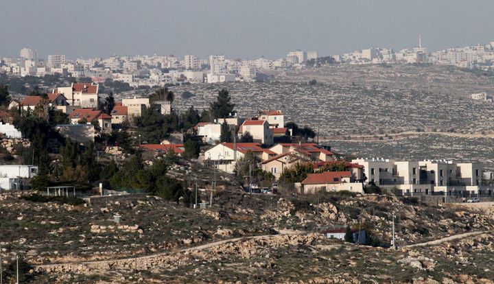 A picture taken from the Palestinian village of Samua shows the West Bank settlement of Otniel, where Glick lives.